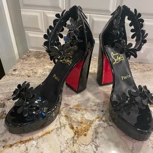 Black platform Daisy Spike Red Bottom Shoes